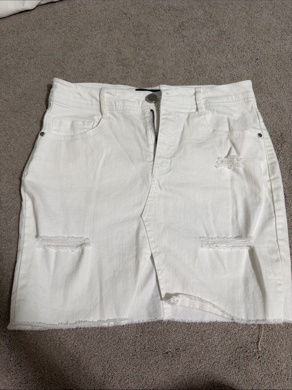 Black Label White Distressed Denim Mini Skirt